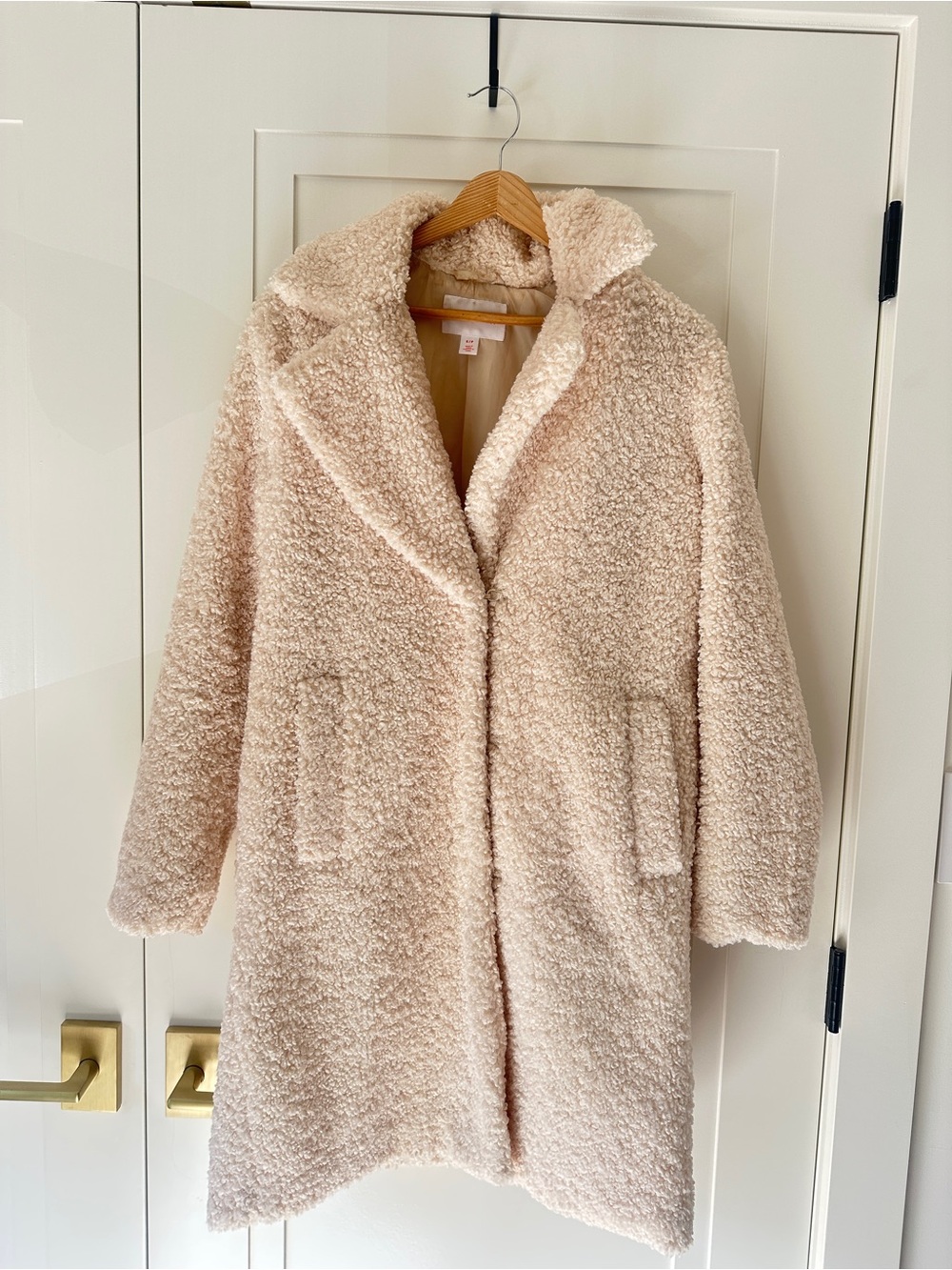 Joe Fresh Cream Teddy Faux Fur Long Coat Size S